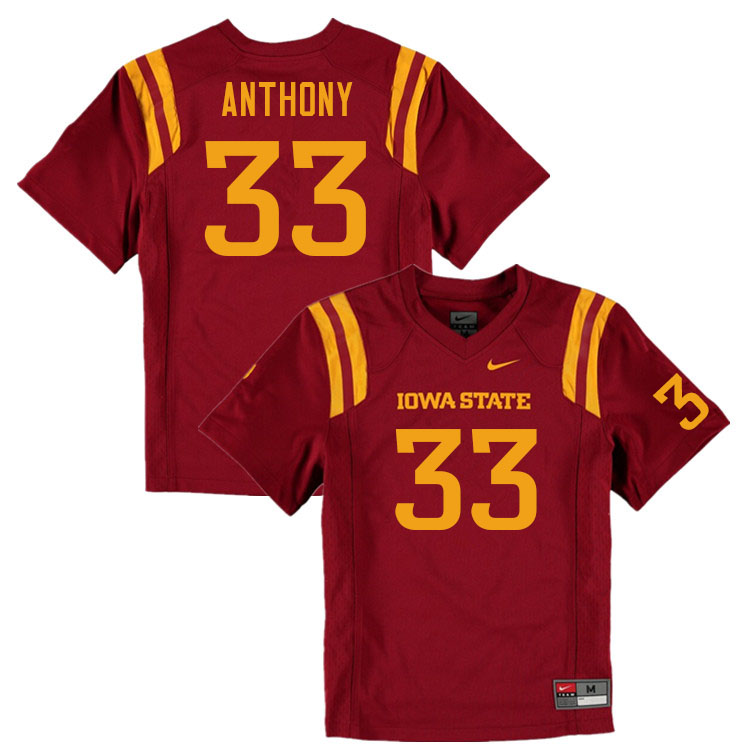 Iowa State Cyclones Men's #33 Cale Anthony Nike NCAA Authentic Cardinal College Stitched Football Jersey WZ42E05CI